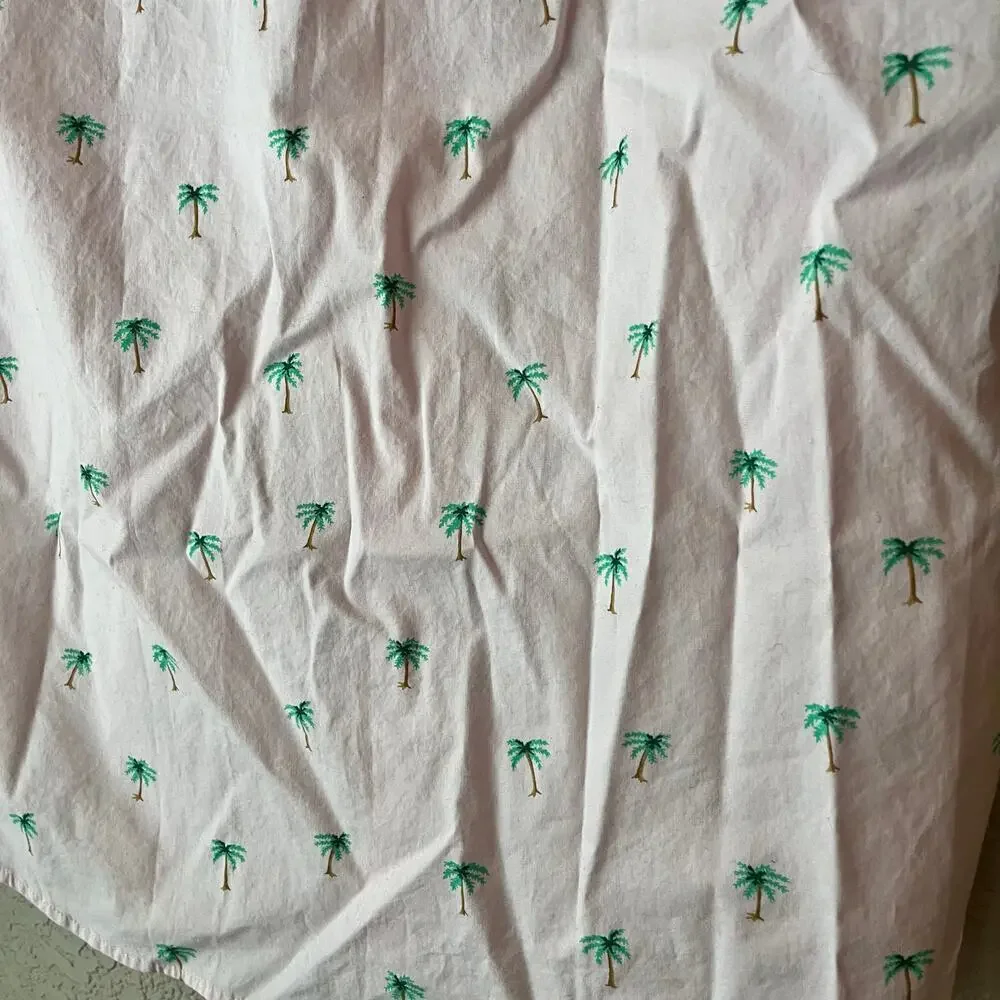 J. Crew Men’s Flex Wash Slim Collared Button Down Shirt Medium Pink Palm Tree